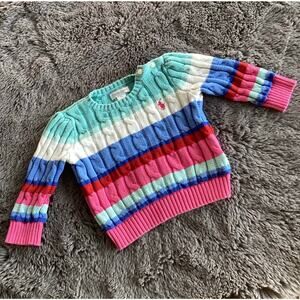 Ralph Lauren Baby Striped Crew Neck Cable-Knit Sweater‎ Multicolor Size 12M
